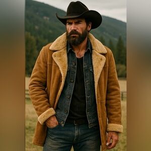 Vintage shearling leather coat
